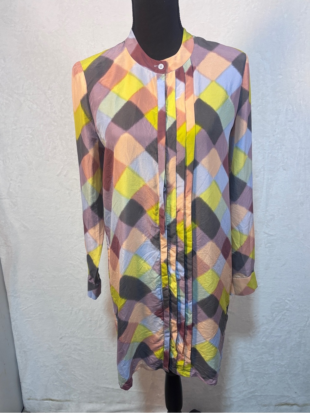 ♠️ Kate Spade Saturday 100% Silk Colorful Geometric Mini Tunic Dress Small
